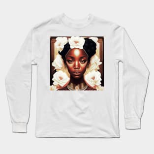 [AI Art] Lady of White Carnations, Art Deco Style Long Sleeve T-Shirt